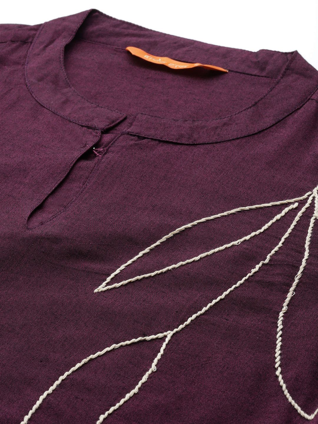 Indo Era Floral Embroidered Thread Work Pure Cotton Kurta with Trousers