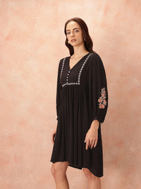 all about you Embroidered Detail A-Line Dress