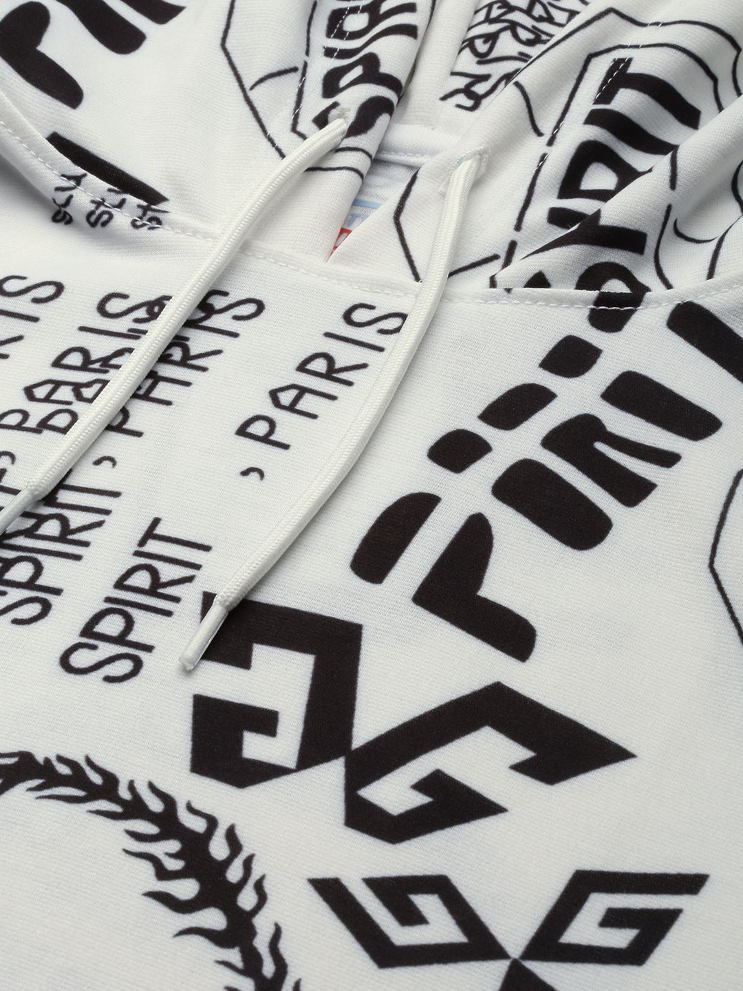 The Indian Garage Co Men White Printed Hooded Sweatshirt