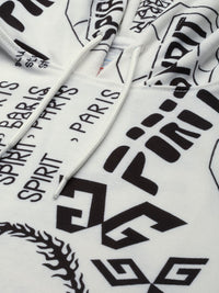 The Indian Garage Co Men White Printed Hooded Sweatshirt