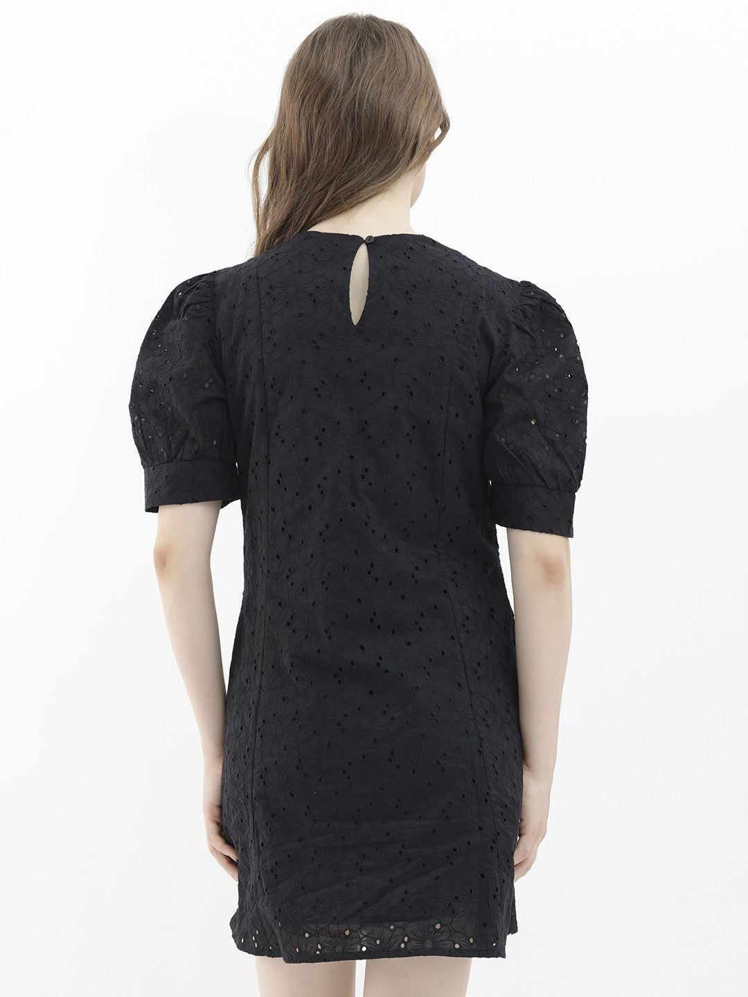RAREISM Puff Sleeve Cotton Sheath Mini Dress