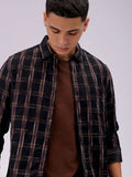 The Indian Garage Co Men Cutaway Collar Checked Cotton Slim Fit Casual Shirt