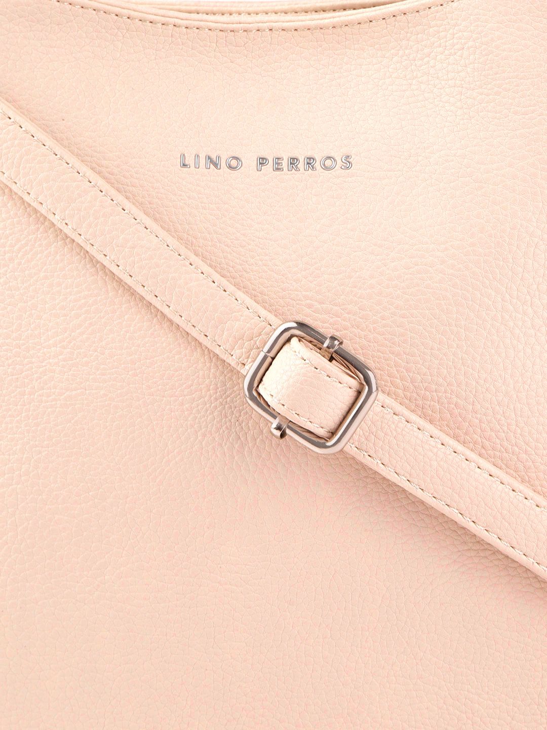 Lino Perros Peach-Coloured Solid Hobo Bag