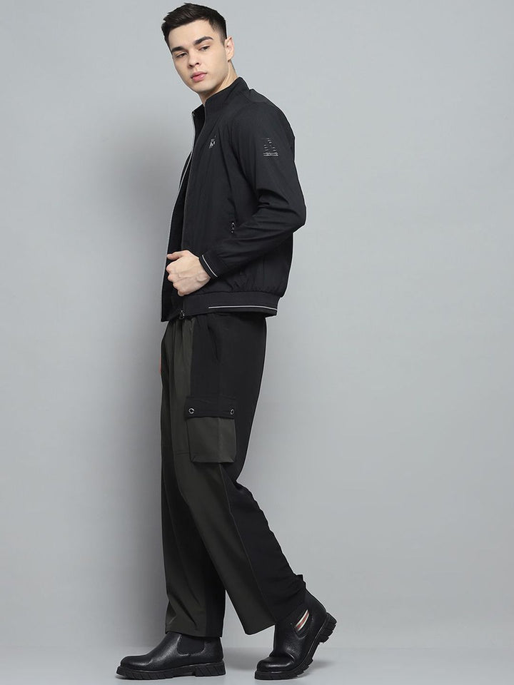 Monte Carlo Men Mock Collar Solid Casual Lightweight Bomber Jacket