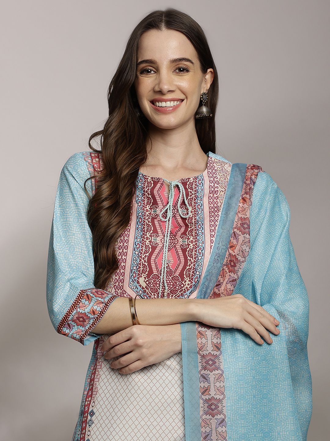 Anouk Women Ethnic Motifs Printed Kurta with Trousers & Dupatta