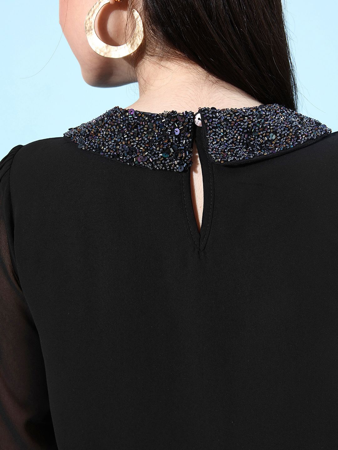 QUIERO Black Peter Pan A-Line Top