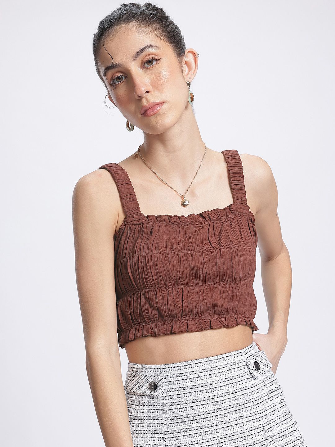 DressBerry Desert Dunes Smocked Crop Top