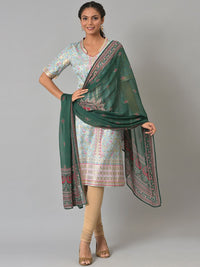AURELIA Women Blue & Pink Floral Printed Kurta