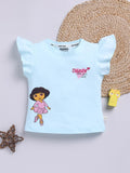 Happy Faces Girls Dora Printed Pure Cotton T-shirt