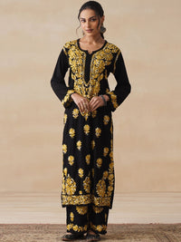 Set Seluar Kurta Motif Etnik Bersulam House of Chikankari