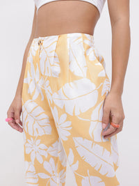 DressBerry Women Sunny Vibe Tropical Printed Pleated Trousers