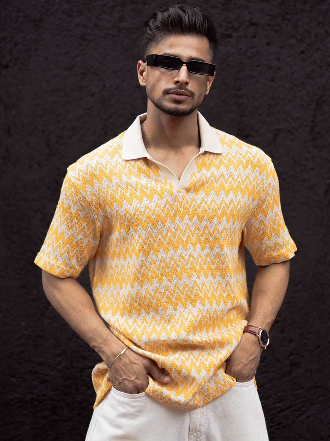 Powerlook Men Striped Polo Collar T-shirt