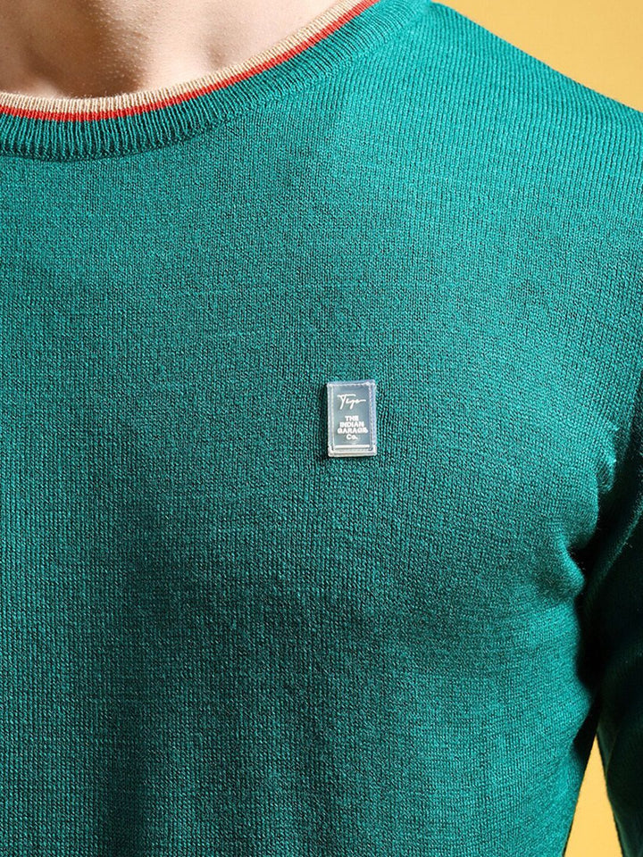 The Indian Garage Co Green Round Neck Acrylic Pullover