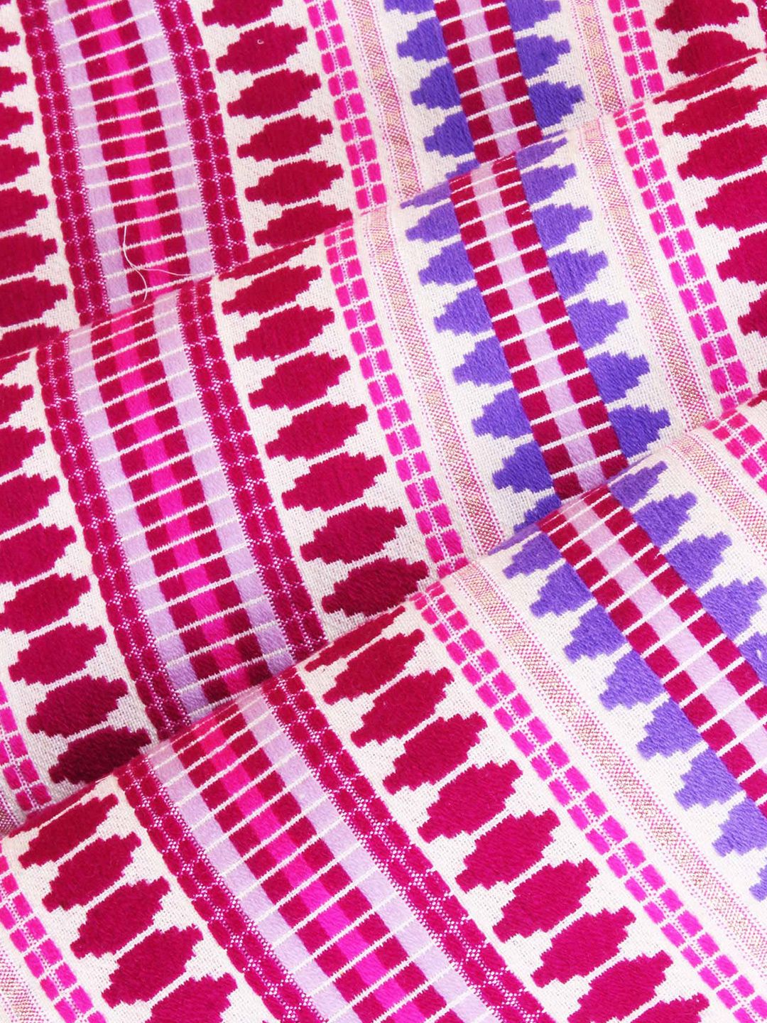 STITCHNEST Purple & White 2 Pieces Ethnic Motifs Woollen Square Cushion Covers