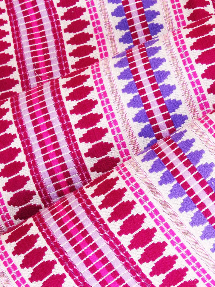 STITCHNEST Purple & White 2 Pieces Ethnic Motifs Woollen Square Cushion Covers