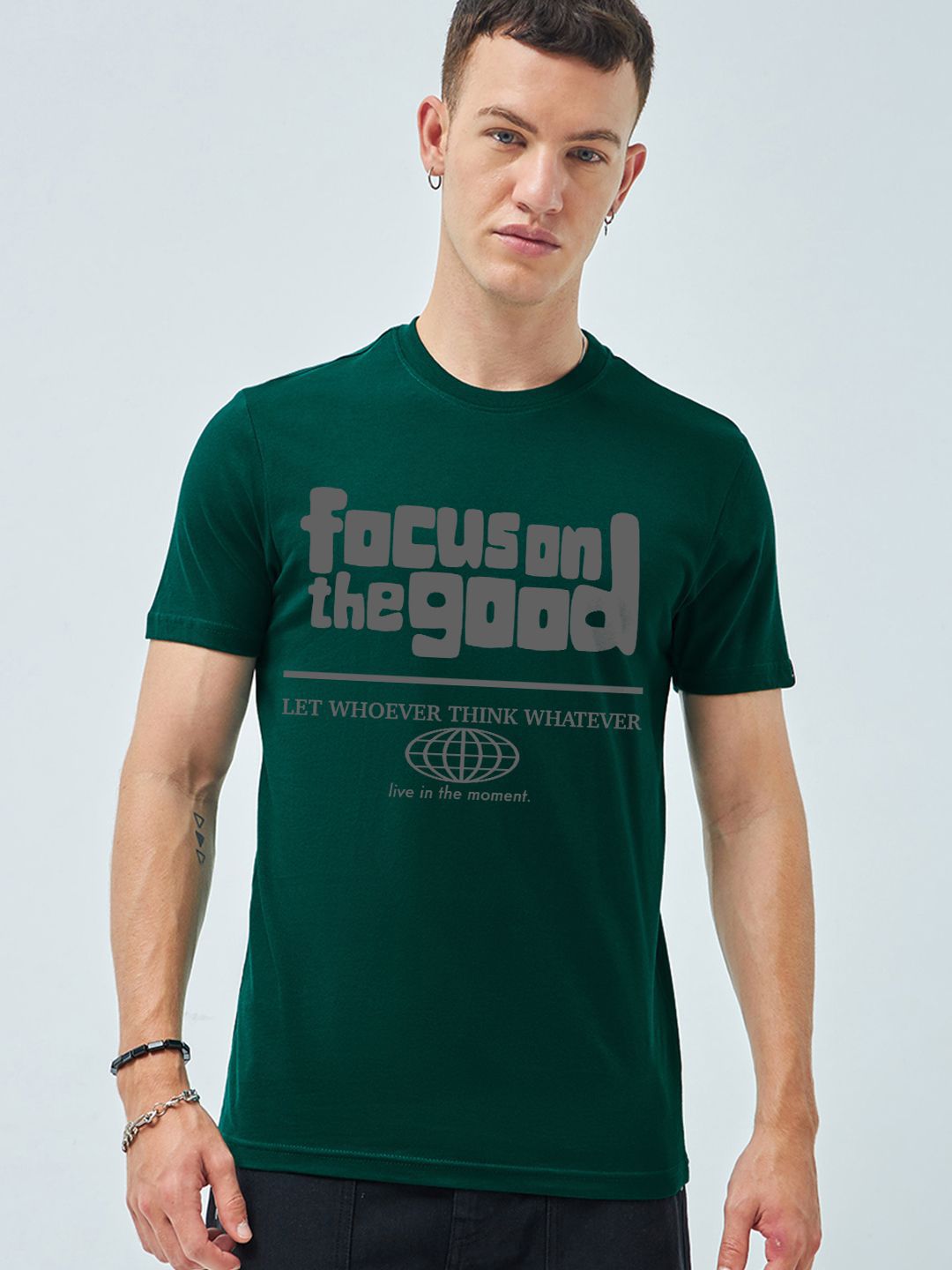 Bewakoof Men Typography Printed Round Neck Cotton T-shirt