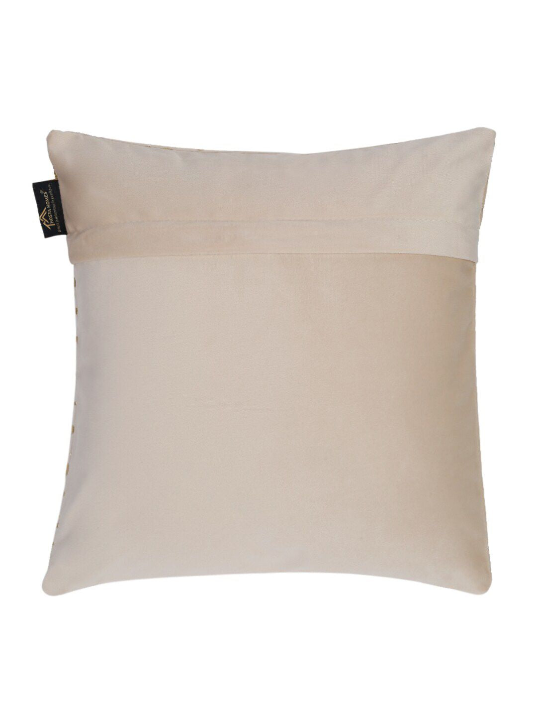 HOSTA HOMES Beige & Gold-Toned 5 Pcs Abstract Velvet Square Cushion Covers