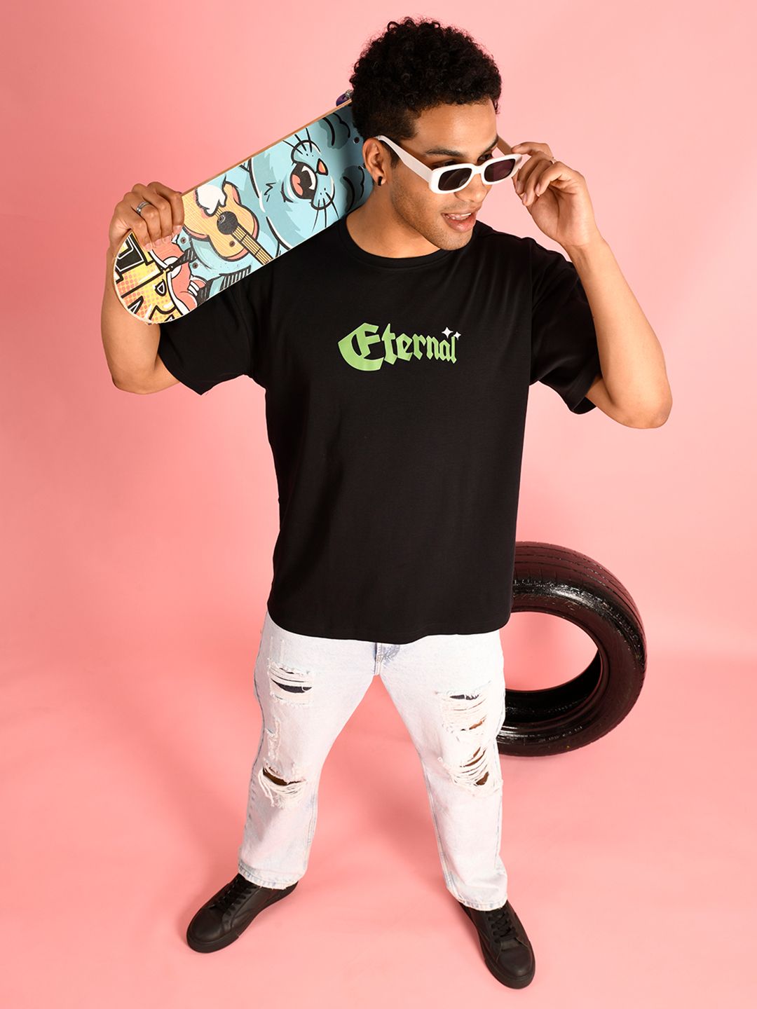 Bene Kleed Men Graphic Printed Round Neck Cotton Oversized T-shirt