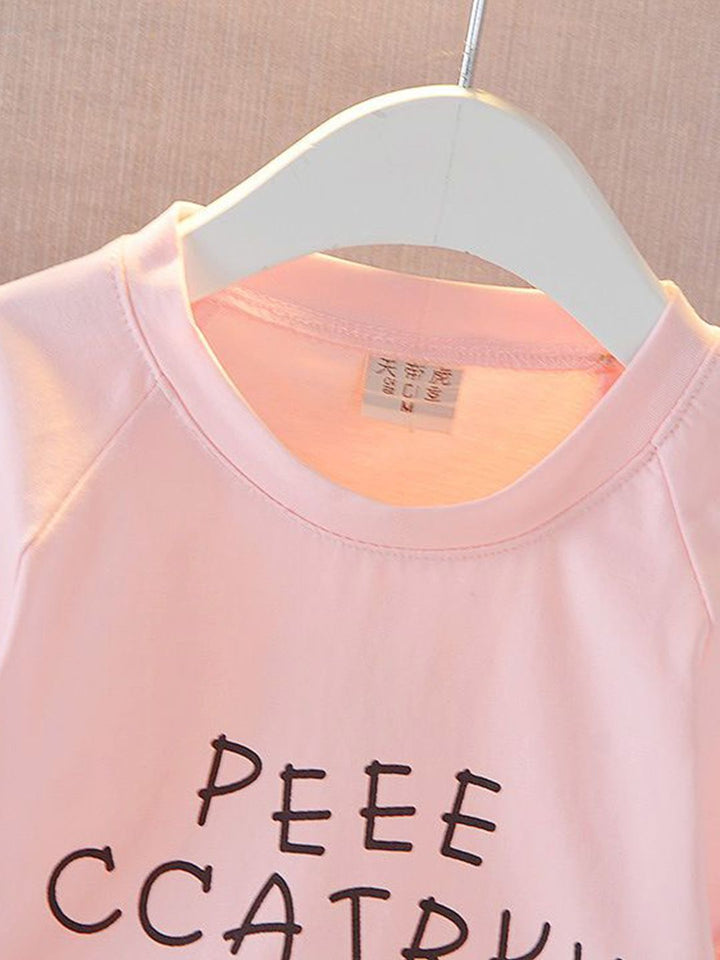 YK Girls Printed Round Neck Short Sleeves Pure Cotton T-Shirt With Shorts