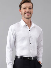 Hancock Men White Slim Fit Tuxedo Shirts