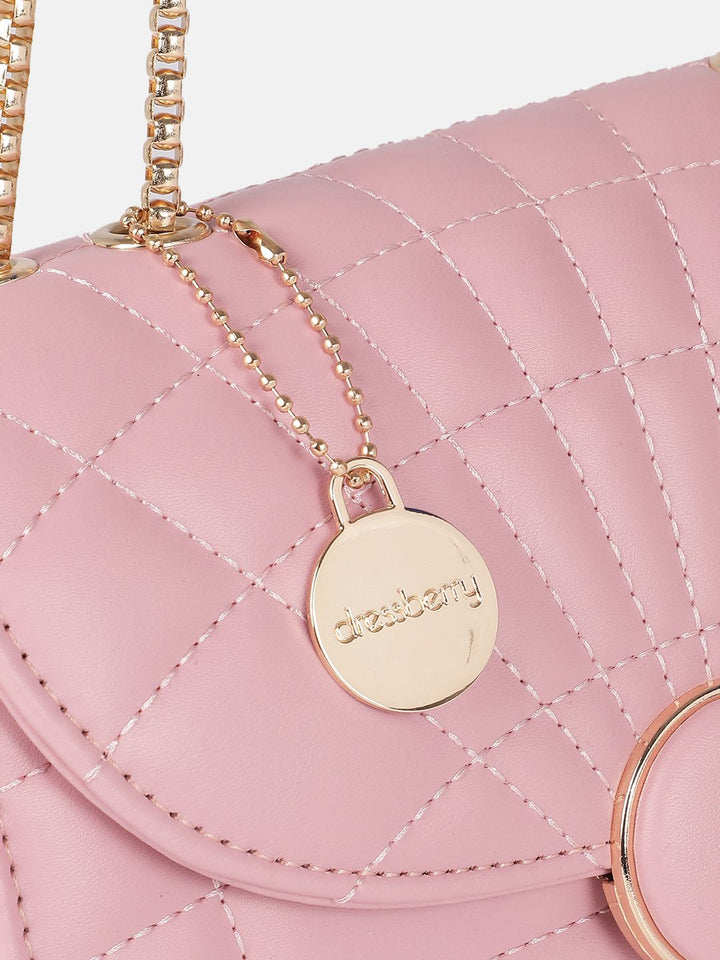 DressBerry Textured Structured Shoulder Bag With Quilted