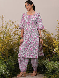 Libas Floral Printed Regular Pure Cotton Kurta With Salwar & Dupatta