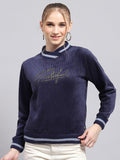Wanita monte carlo dicetak sweatshirt pullover leher tinggi