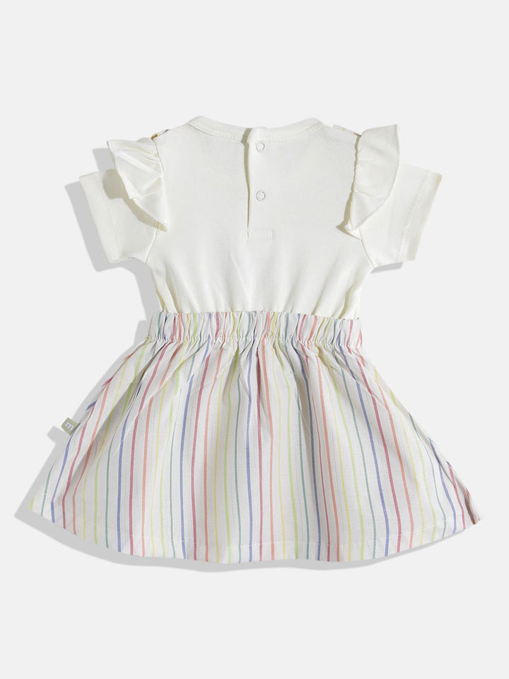 Moms Love Infant Girls Striped Bow Detail Pleated Fit & Flare Dress