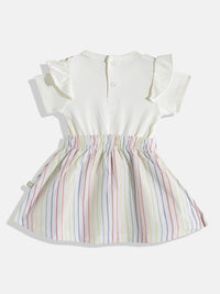 Moms Love Infant Girls Striped Bow Detail Pleated Fit & Flare Dress