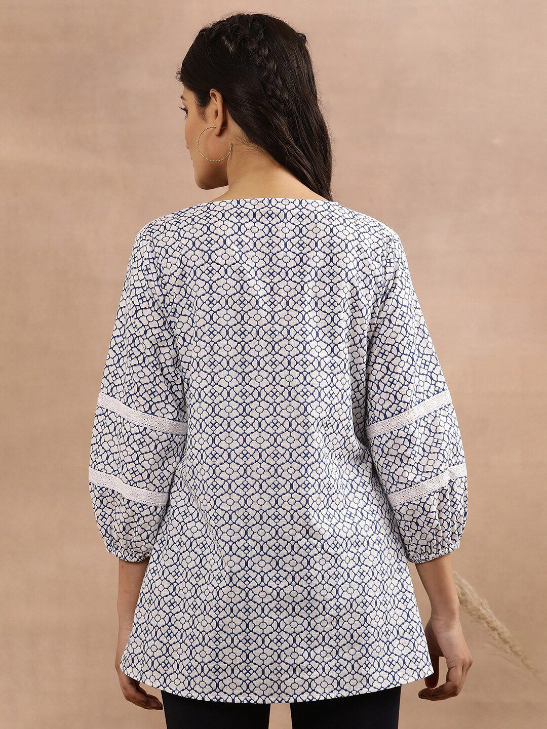 W Geometric Printed Pure Cotton Top