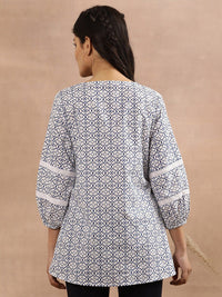 W Geometric Printed Pure Cotton Top