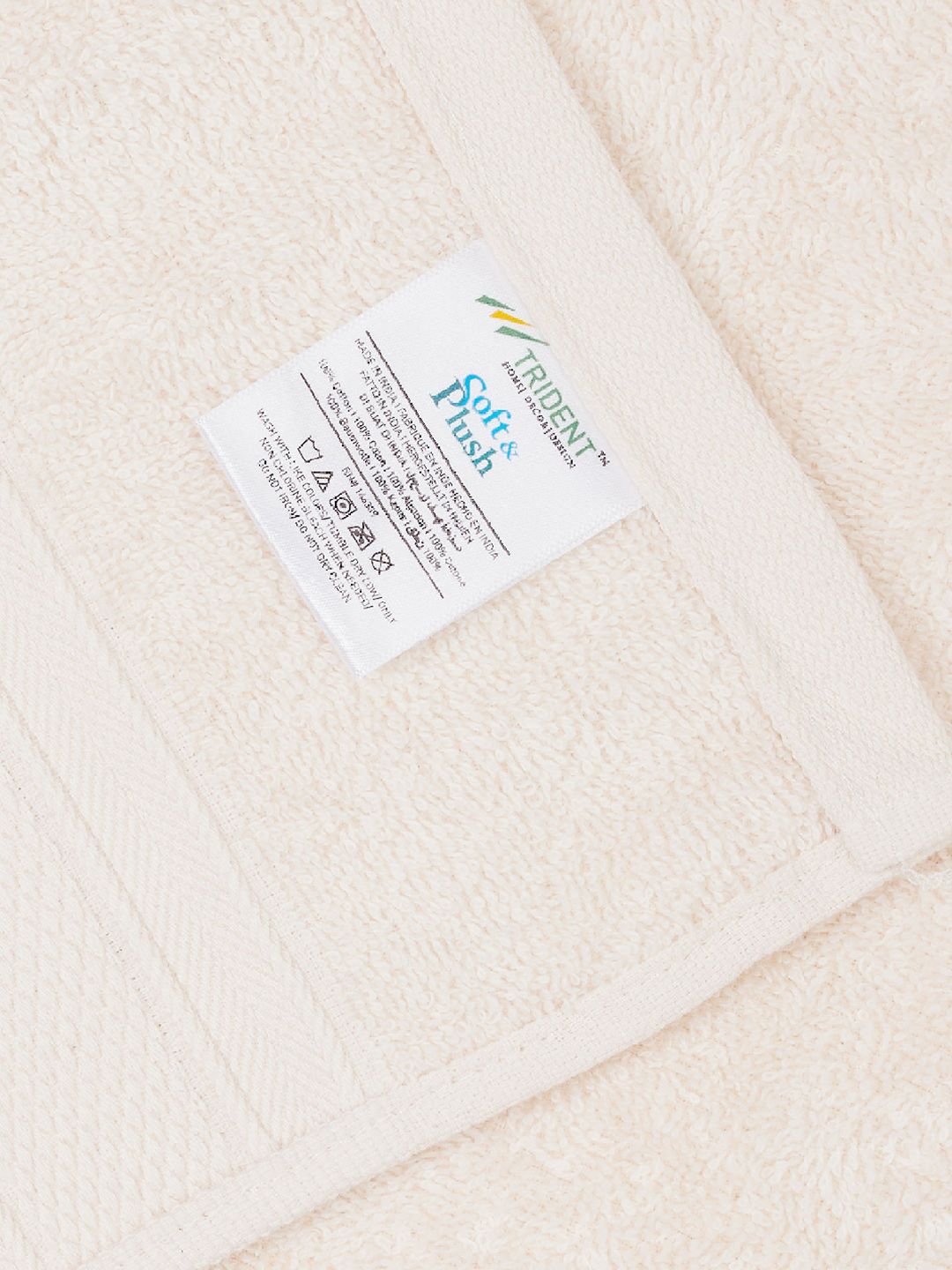 MYTRIDENT Set Of 6 Cream-Coloured Solid 500 GSM Pure Cotton Towels