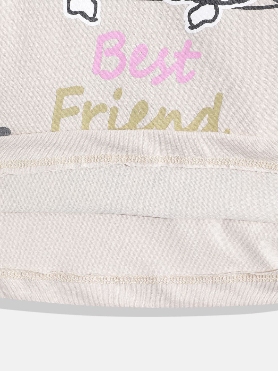 Happy Faces Girls Pure Cotton Peanuts Printed T-shirt with Joggers