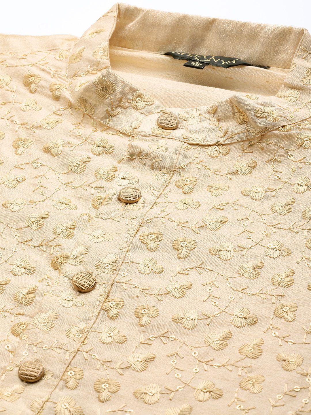 SOJANYA Men Beige Floral Kurta