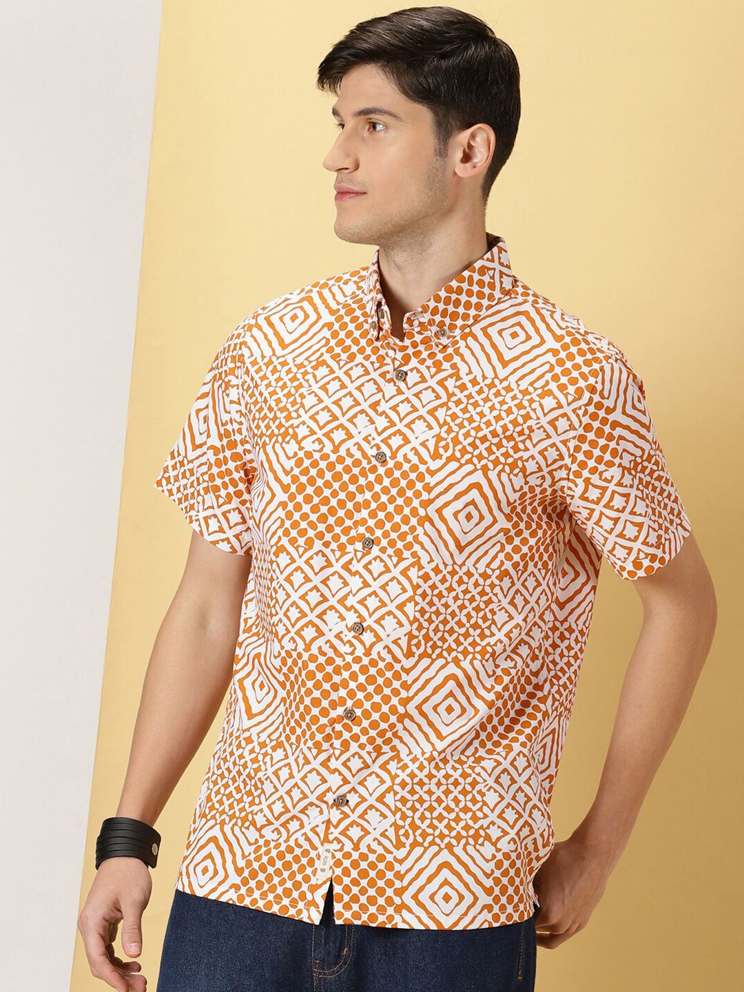 Thomas Scott Printed Smart Slim Fit Opaque Casual Shirt