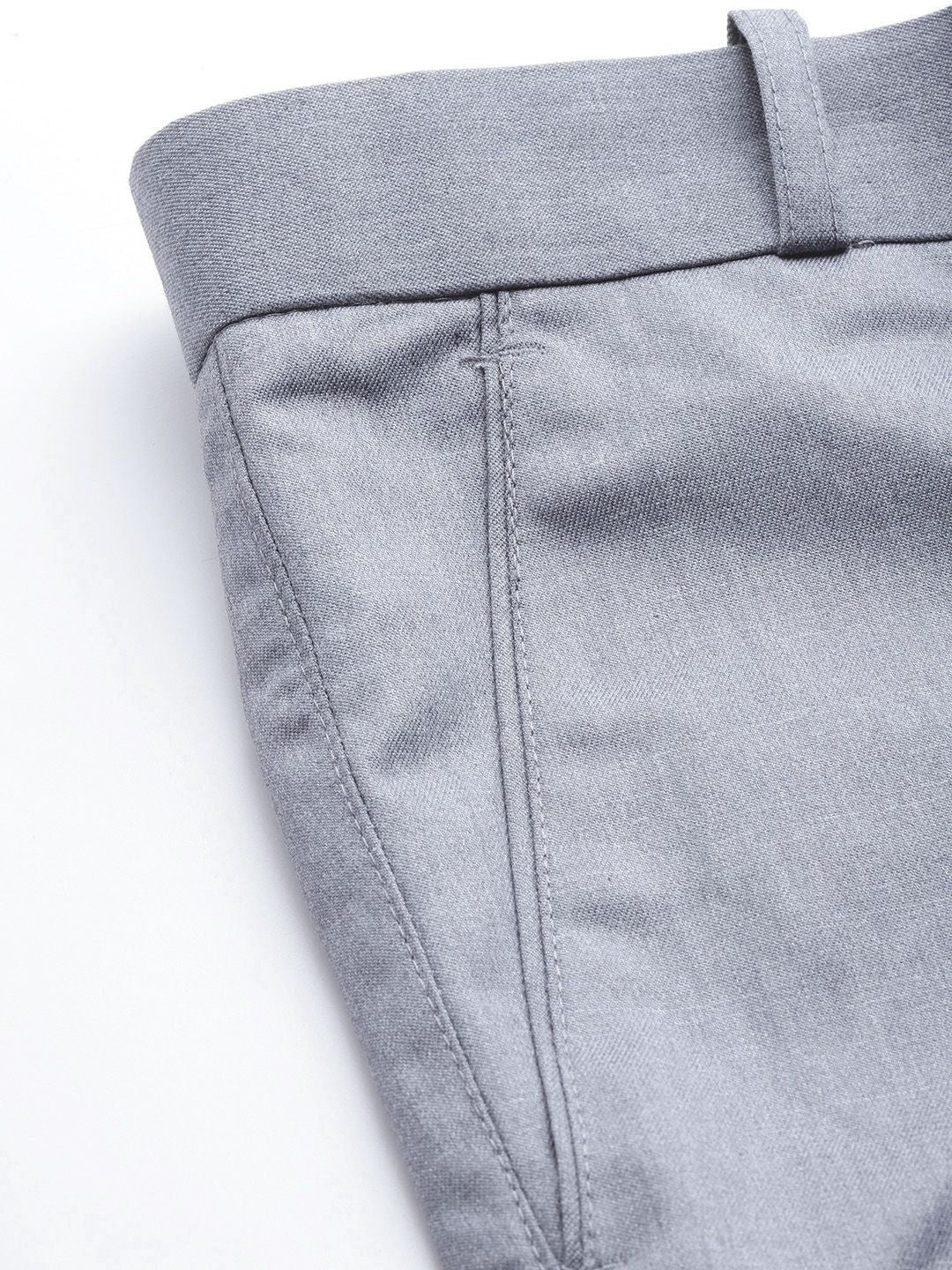 DENNISON Men Grey Smart Tapered Fit Easy Wash Trousers