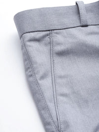 DENNISON Men Grey Smart Tapered Fit Easy Wash Trousers