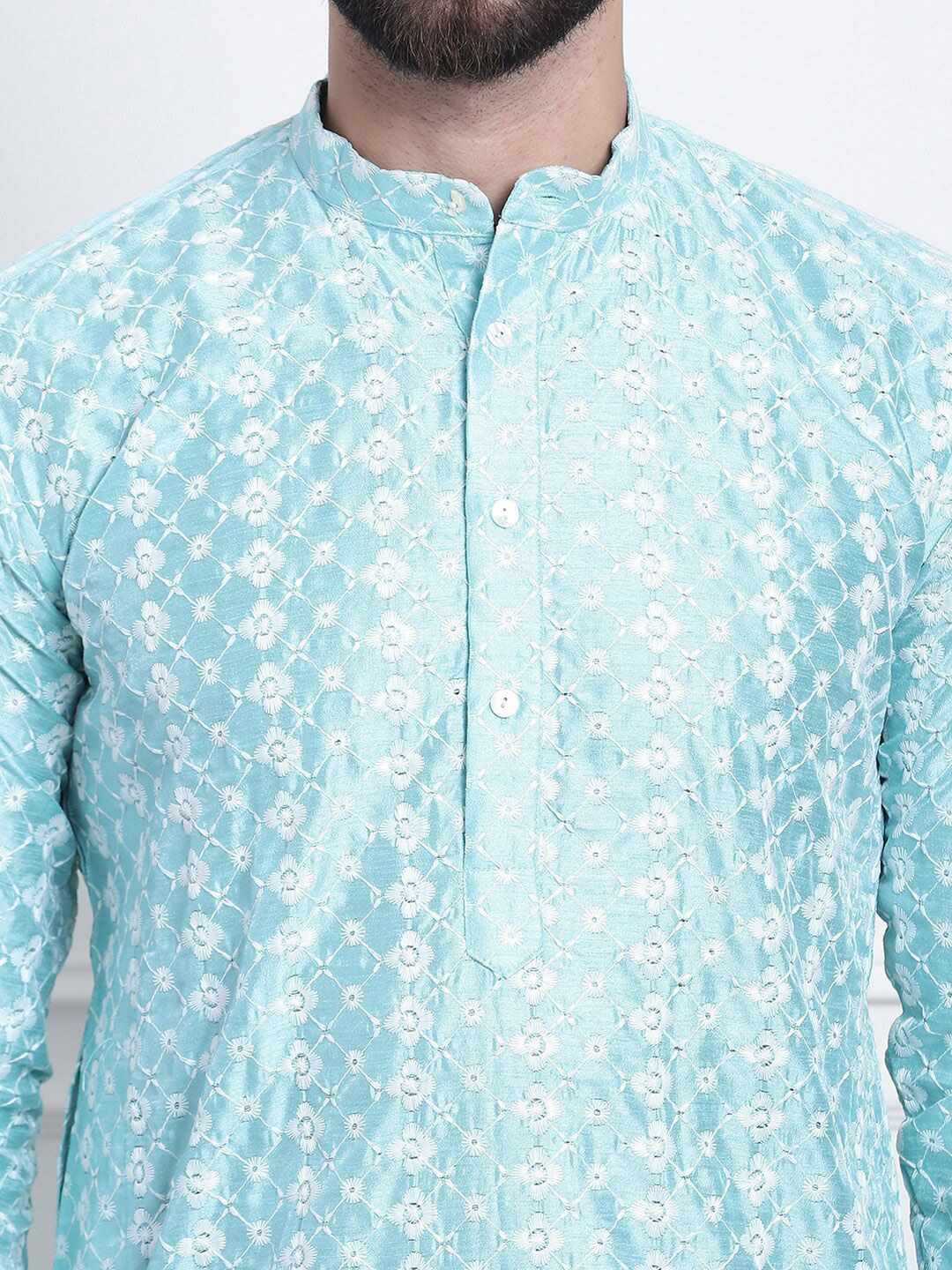SOJANYA Benang Sulam Bunga Berfungsi Kurta Lurus