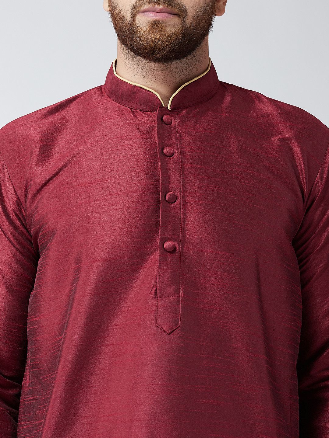 SOJANYA Men Maroon Solid Straight Kurta