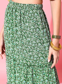STREET 9 Women Green Floral Printed Maxi Skirt