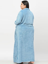 KLOTTHE Plus Size Long Sleeve Woolen Bath Robe With Belt