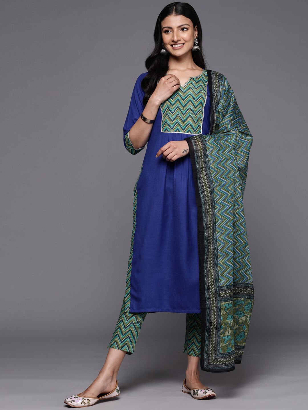 Libas Yoke Design Gotta Patti Kurta with Trousers & With Dupatta
