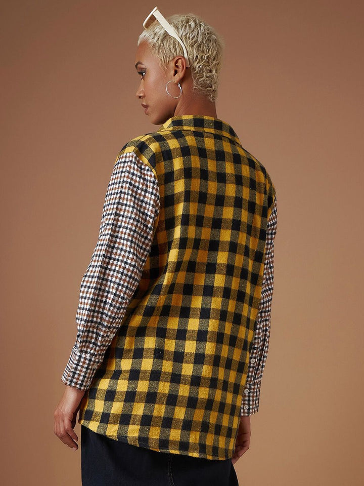 SASSAFRAS Spread Collar Buffalo Checked Flannel Casual Pure Cotton Shacket