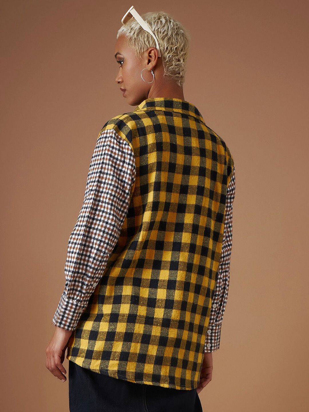 SASSAFRAS Spread Collar Buffalo Checked Flannel Casual Pure Cotton Shacket