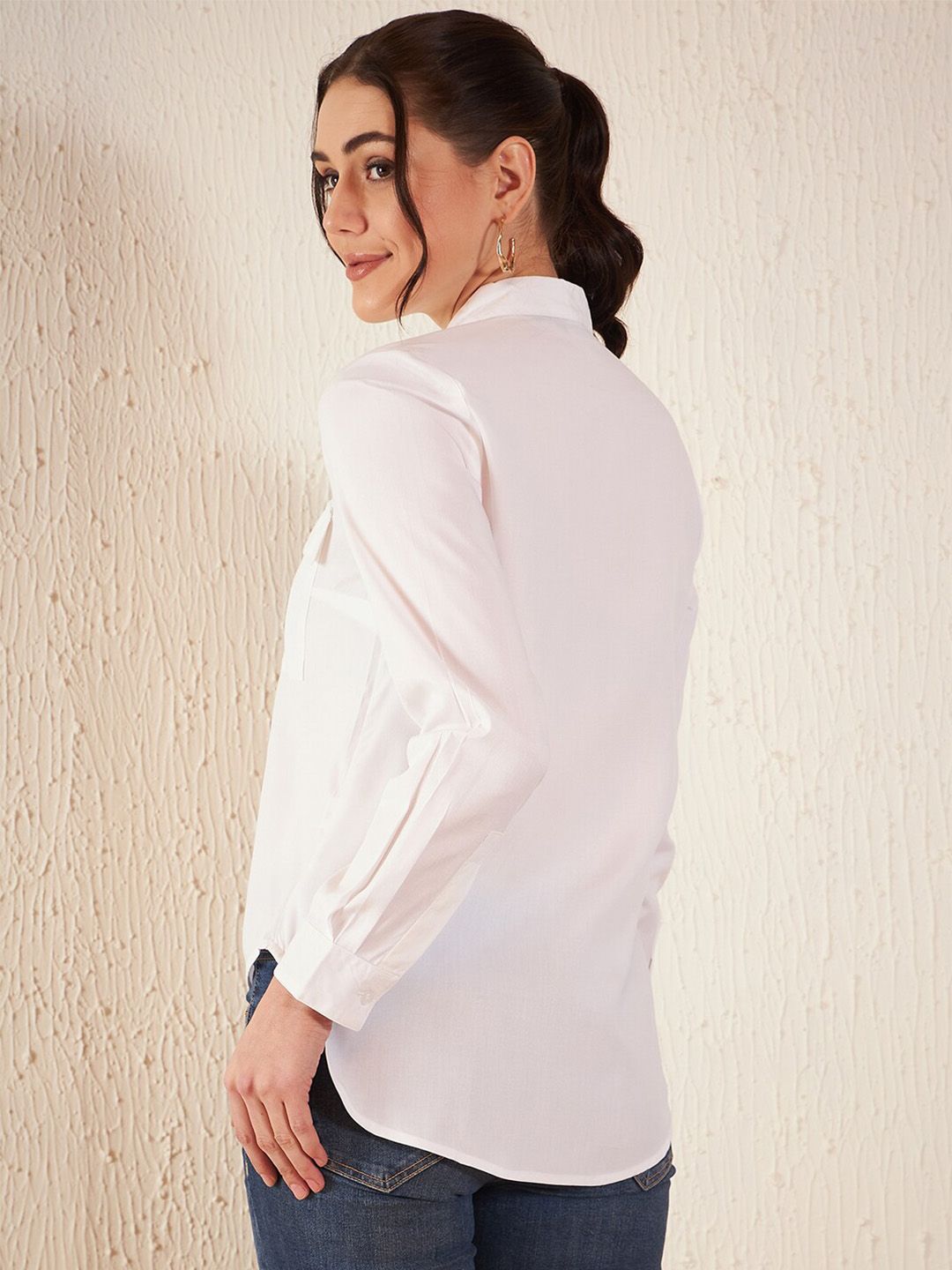 DENNISON Smart Slim Fit High Low Cotton Formal Shirt