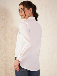 DENNISON Smart Slim Fit High Low Cotton Formal Shirt