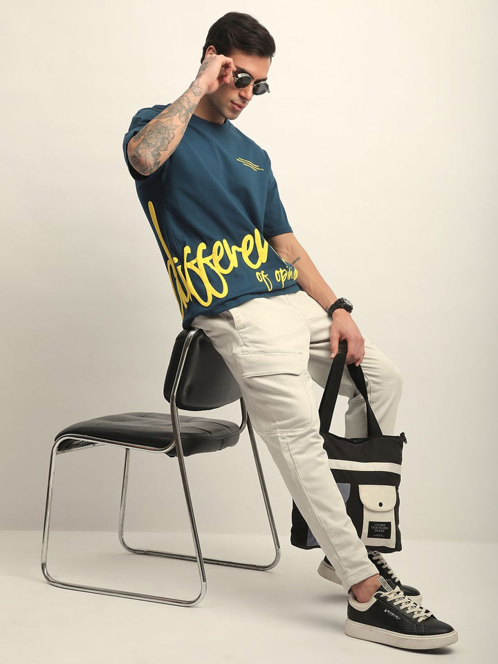 Difference Of Opinion Men Short Sleeve Oversized Crew Neck Printed Tshirt