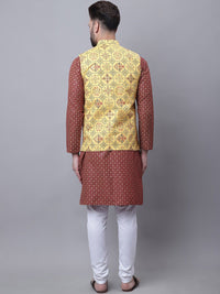 SOJANYA Men Ethnic Motifs Printed Regular Kurta With Pyjamas & Nehru Jacket