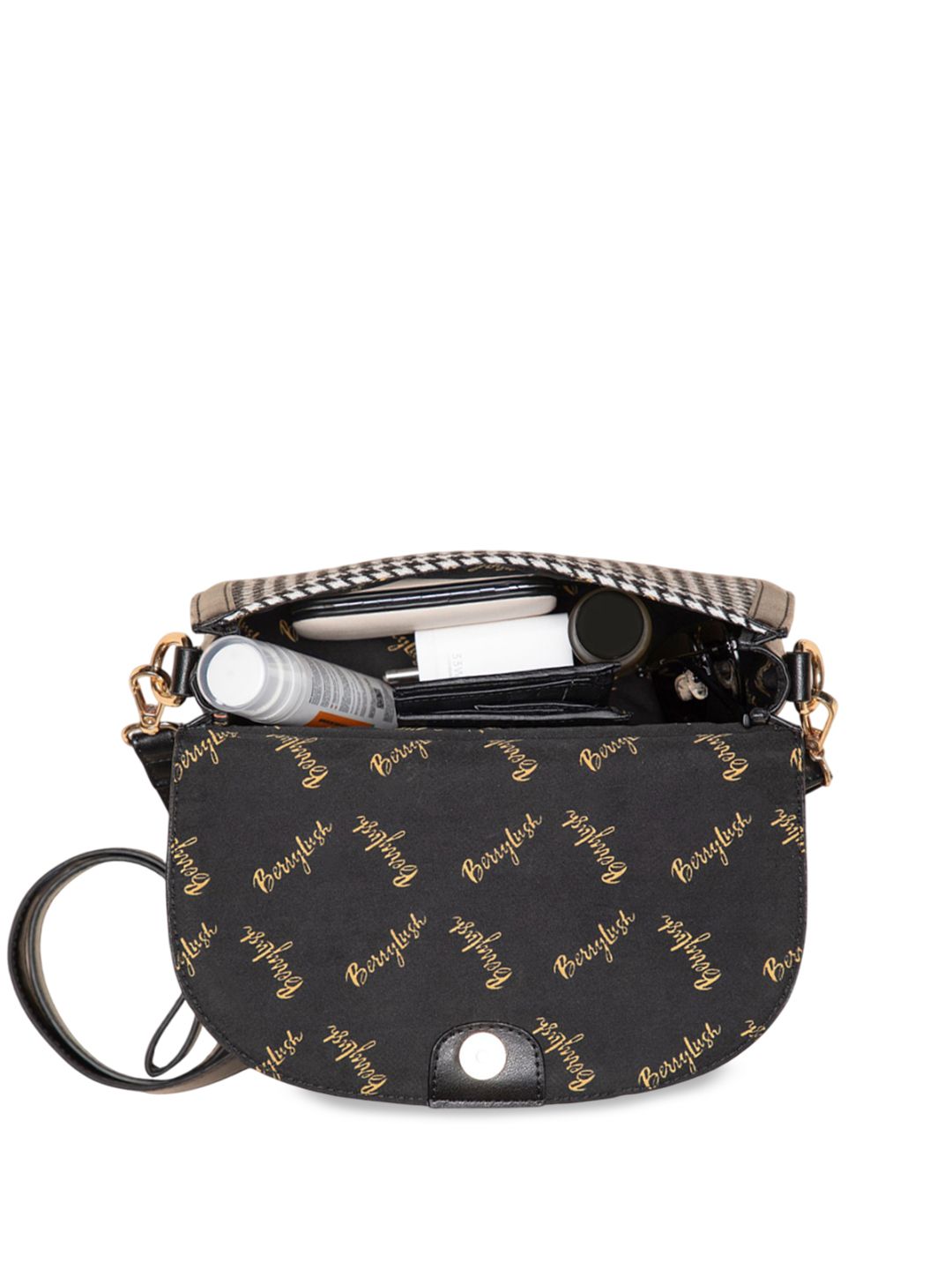 Berrylush Women Checked Structured Sling Bag