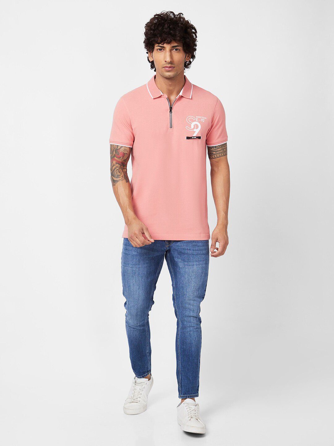 SPYKAR Polo Collar Slim Fit Cotton T-Shirt